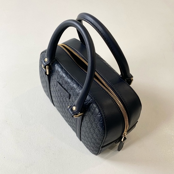 Gucci Bags Gucci Micro Guccissima Margaux Bowling Bag In Navy